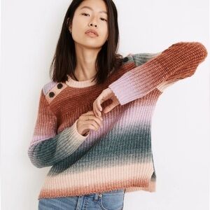 MADEWELL Space-Dyed Button-Shoulder Pullover Sweater Wool Alpaca Size Small